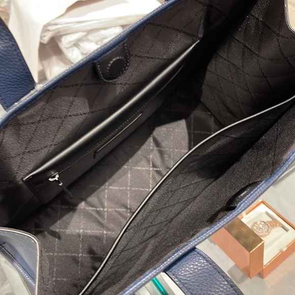 Michael Kors Men Women  XL Cooper Striped Logo Jacquard Structured Tote Handbag - Picture 12 of 16